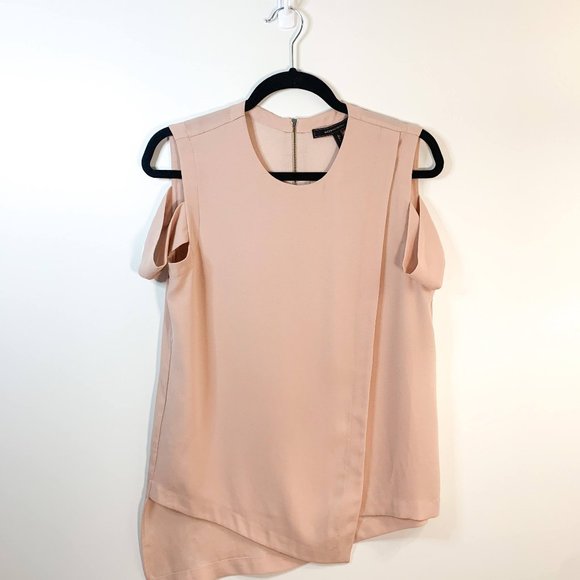 BCBGMaxAzria Bethy Asymmetrical Rose Blouse Size XS - Picture 3 of 9